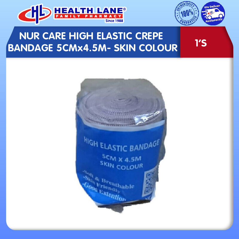 NUR CARE HIGH ELASTIC CREPE BANDAGE 5CMx4.5M- KULIT COLOUR 